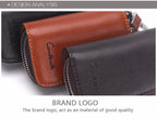 CONTACT'S Classic New Double Zip Men's Genuine Cow Leather Car Key Holder Multifunction Housekeeper  High Class Motor Key Case