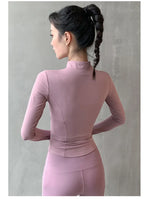 2024 Women Sport Jacket Zipper Yoga Coat Clothes Quick Dry Fitness Jacket Running Hoodies Thumb Hole Sportwear Gym Workout Top