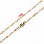 AHKNORMAILCUI 5pcs/Lot Stainless Steel 1 1.5 2mm Rolo Link Chain Necklace Gold 40 45 50 60CM Long Chain Lobster Clasp Necklace