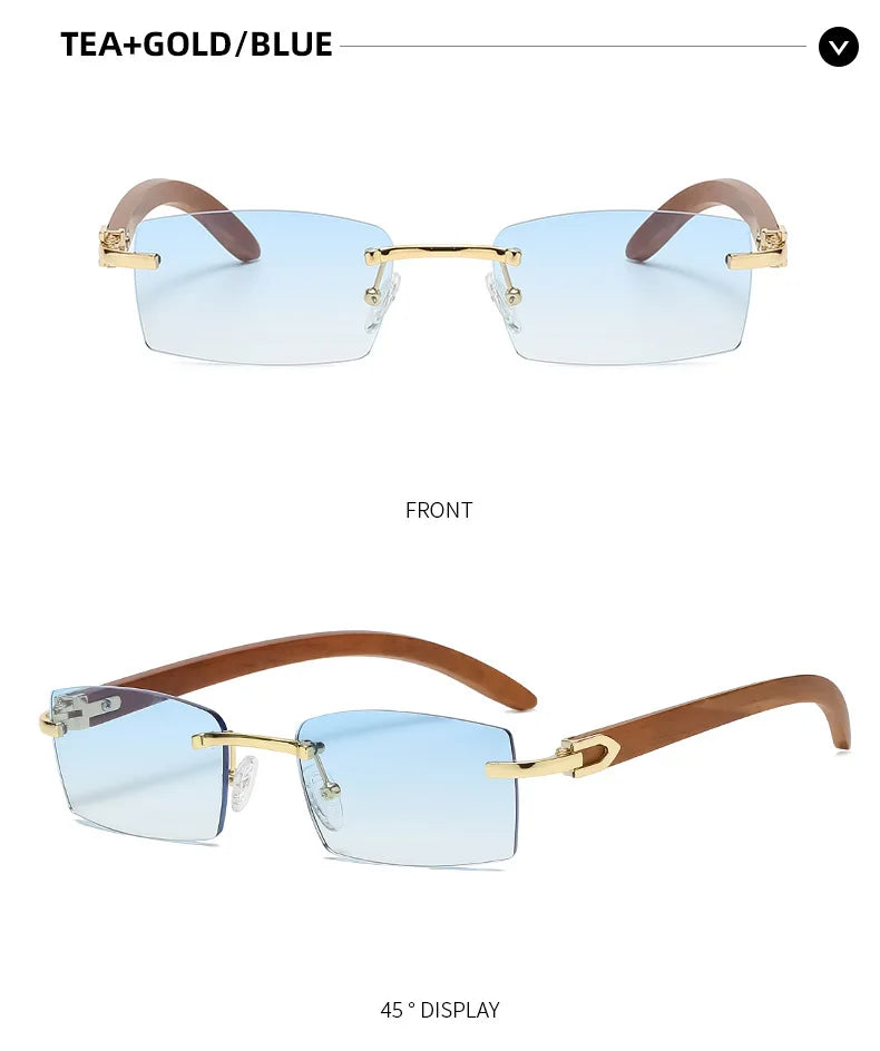 2024 Sqaure Brand Designer Sunglasses Men Women Sun Glasses Wood Frames Rimless Black Eyeglasses Fashion Eyewear Gafas De Sol