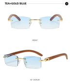 2024 Sqaure Brand Designer Sunglasses Men Women Sun Glasses Wood Frames Rimless Black Eyeglasses Fashion Eyewear Gafas De Sol