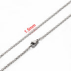 AHKNORMAILCUI 5pcs/Lot Stainless Steel 1 1.5 2mm Rolo Link Chain Necklace Gold 40 45 50 60CM Long Chain Lobster Clasp Necklace