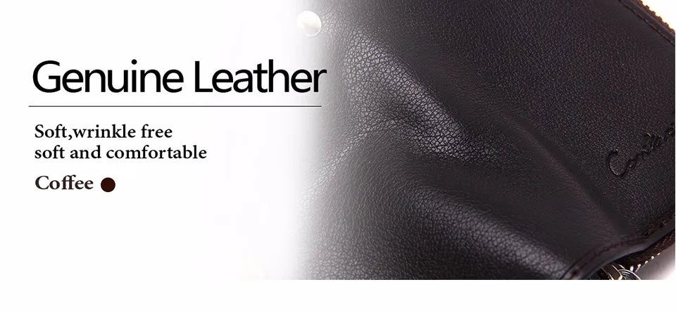 CONTACT'S Classic New Double Zip Men's Genuine Cow Leather Car Key Holder Multifunction Housekeeper  High Class Motor Key Case