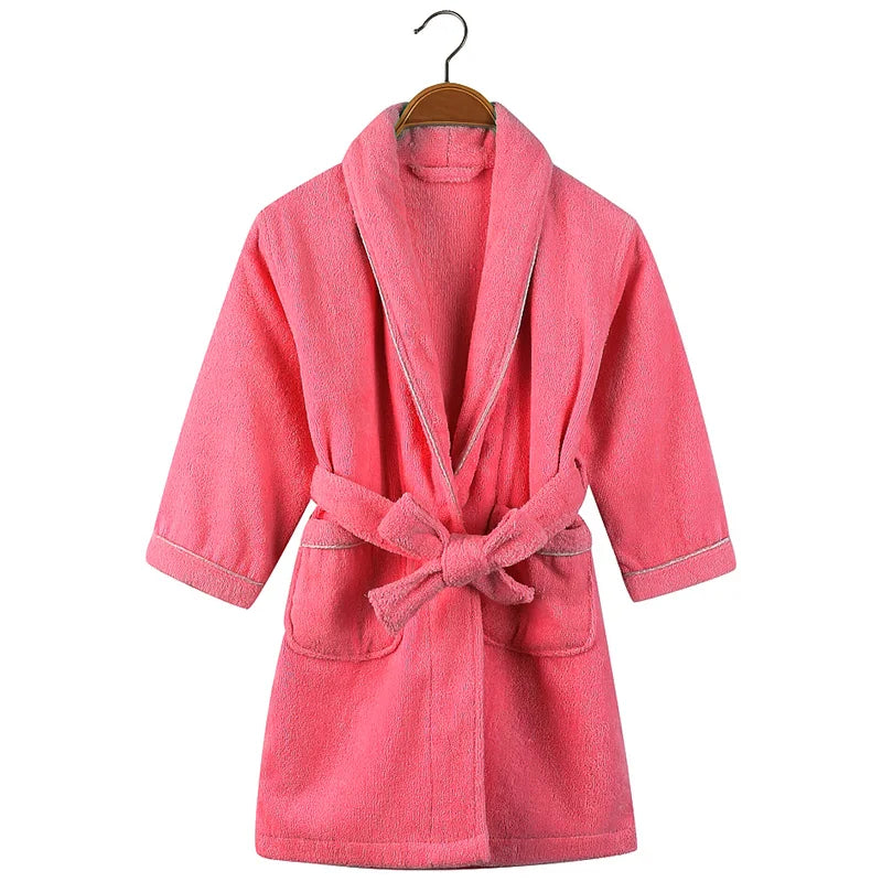 100% Cotton Toweling Terry Robe Kids Cartoon Robe Boy&Girls Hooded Robe Winter Warm Bathrobe Soft Sleeprobe Kids Casual Homewear
