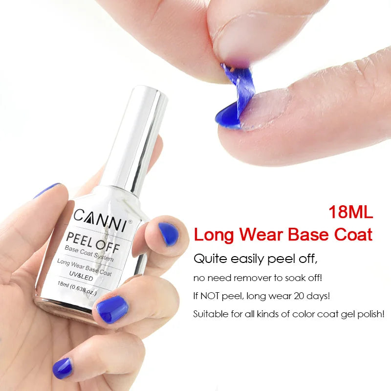CANNI New 18ml Long Wear No-wipe Bright Topcoat Peeloff Base coat 5g Crystal Magnetic Cat Eye Gel Sparkling Glitter Varnishe