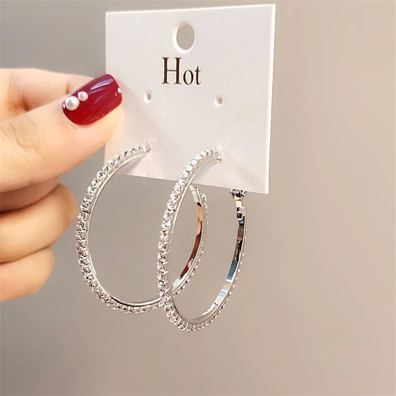 2020 NEW HOT SALE 100% Real 925 Sterling Silver Crystal Circle Earring For Women Making Jewelry Gift Wedding Party Engagement