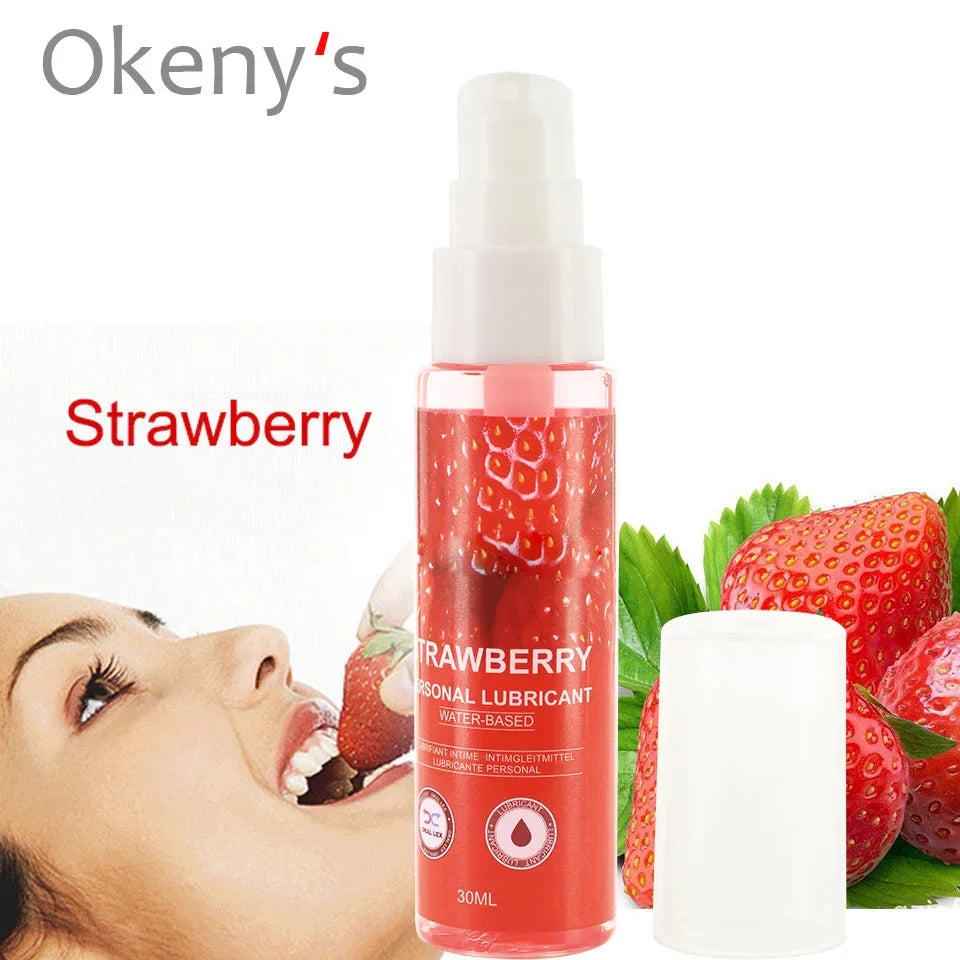 30ml Strawberry Flavor Edible Lubricant for Anal Vaginal Oral Sex Silicone Lubricating Oil Adult Sex Products Body Massage Gel