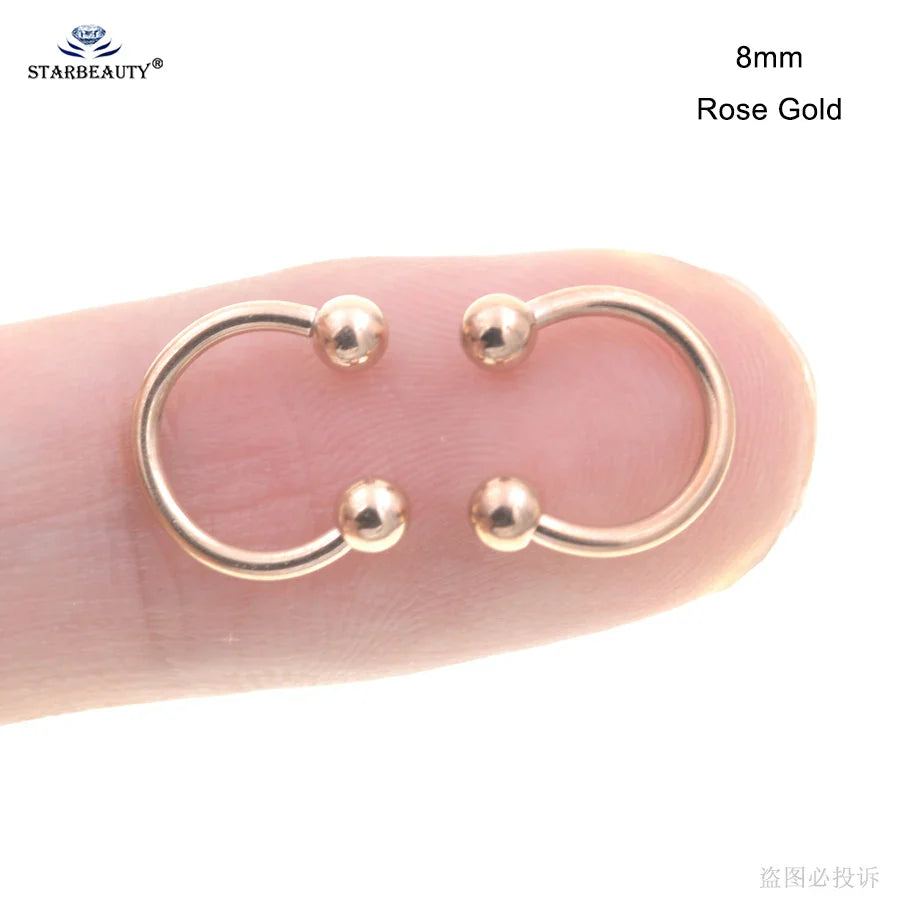1Pc Moon Ball Smile Piercing Tooth, Labret Nose Ring, Conch Earrings, Nipple Genital Jewelry, Helix Tragus Piercing 1.2x6/8/10mm