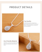 DOTEFFIL 925 Sterling Silver 18 Inch Water Drop Pendant AAA Zircon Necklace For Women Fashion Wedding Party Charm Jewelry