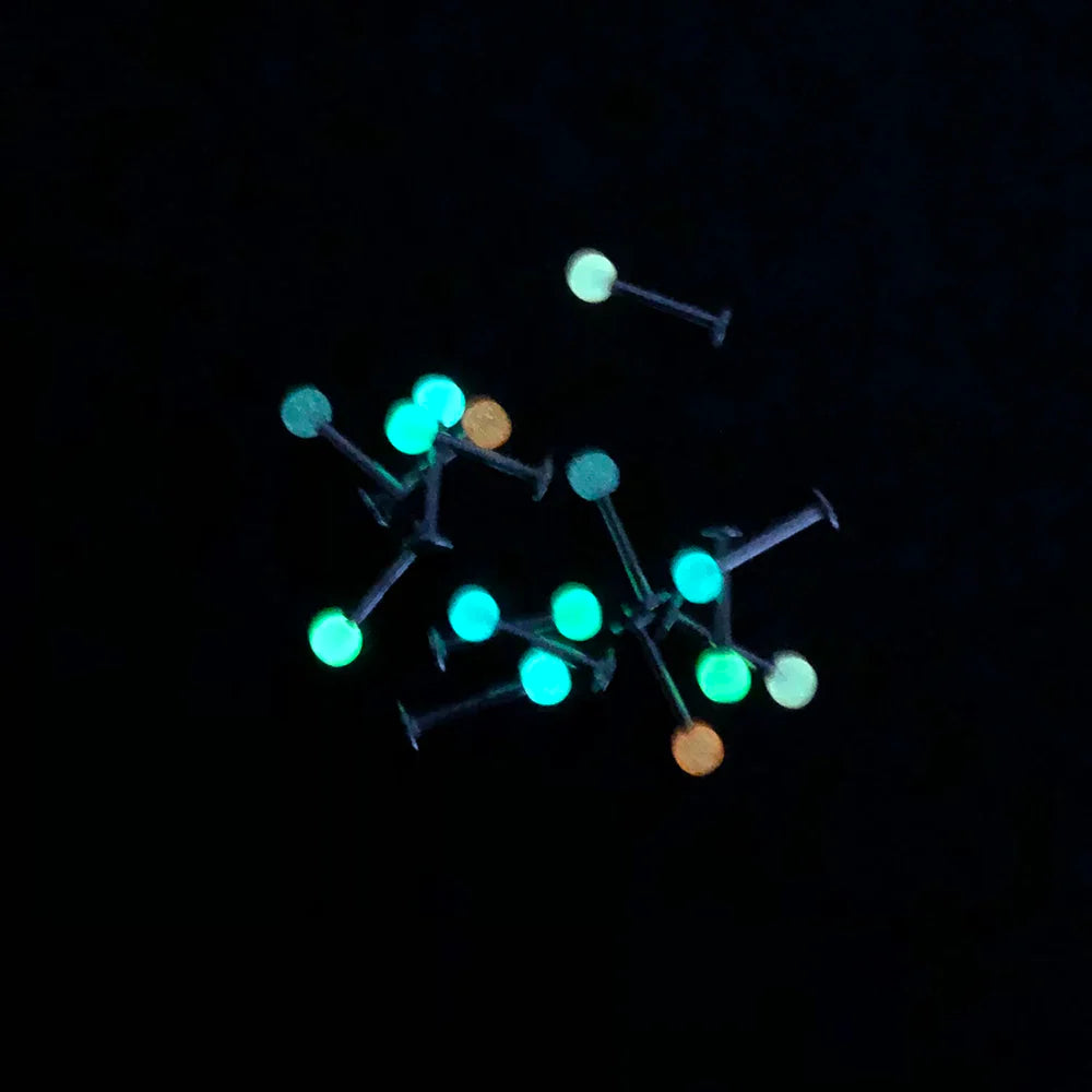 10/14pcs/Set Luminous Surgical Steel Tongue BCR Navel Belly Ring Acrylic Glow in the Dark Ball Labret Stud Body Piercing Jewelry