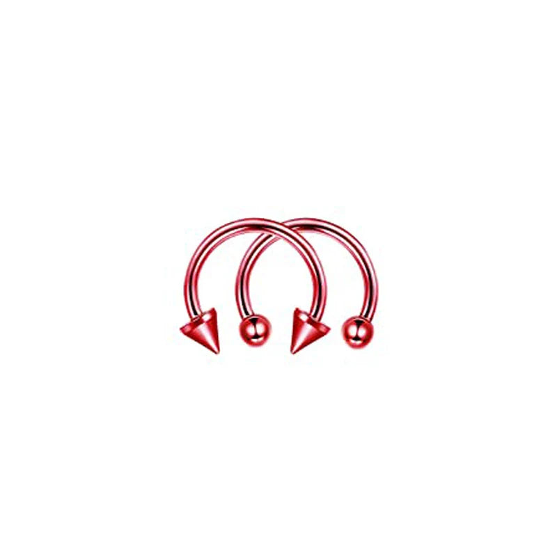 2pcs Stainless Steel Nose Hoop Ring Septum Rings Lip Studs Nostril Earrings Circular Tragus Ear Piercing Horseshoe Body Jewelry