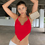 2023 Women Sexy Retro Crop Tops Purple Halter Backless Corset Tops Summer Sleeveless Tie Up Camisoles Wrap Bust Vest Y2k Clothes