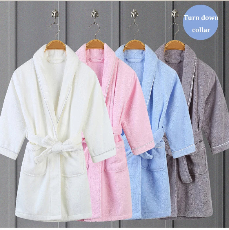 100% Cotton Toweling Terry Robe Kids Cartoon Robe Boy&Girls Hooded Robe Winter Warm Bathrobe Soft Sleeprobe Kids Casual Homewear