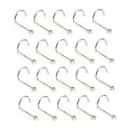 20pcs/lot Stainless Steel Crystal Rhinestone Nose Studs Hooks Bar Pin Nose Rings Body Piercing Jewelry For Women