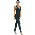 2024 Women's Sports Suit Sleeveless Backless Jumpsuits Costume Quick Dry Gym Bodysuit Tracksuit Fitness Tights Scrunch Leggings