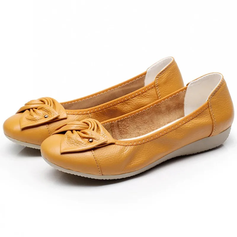 EOFK Women Ballet Flats Genuine Leather Shoes Spring Soft Casual Comfy Ballerina Flat Ladies Shallow Slip On Female Loafers
