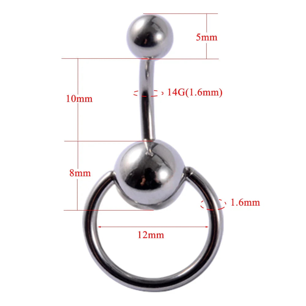 1Piece Surgical Steel Anodized Belly Button Rings Matte Balls Navel Studs Banana  Curved Barbell Body Piercing Jewelry 14g