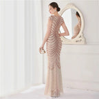 DEERVEADO Elegant V Neck Mermaid Evening Dress Long Luxury Beads Women Evening Party Dresses 2025 New Formal Dress 19085
