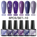 10PCS/Set Gel Nail Polish Set 125 Colors Glitter Semi Permanent Hybrid Gel Varnishes Base Top Coat Soak Off UV LED Nail Art Gel