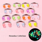 10/14pcs/Set Luminous Surgical Steel Tongue BCR Navel Belly Ring Acrylic Glow in the Dark Ball Labret Stud Body Piercing Jewelry