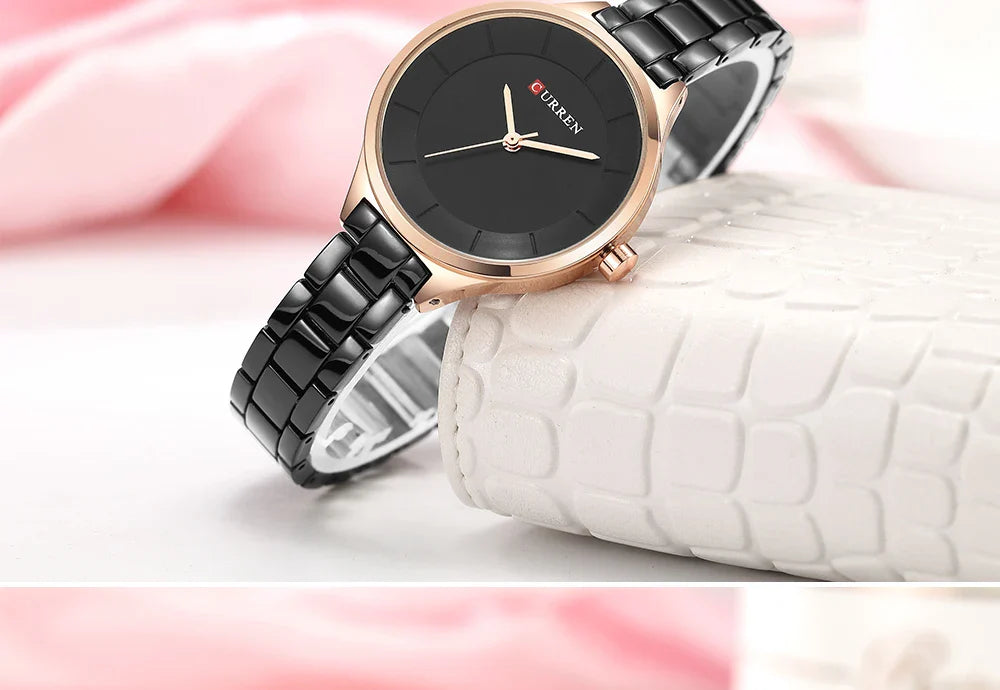 Curren 9015 Women Watches Luxury Gold Black Full Steel Dress Jewelry Quartz Watch Ladies Fashion Elegant Clock Relogio Feminino