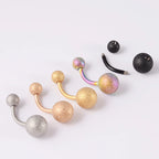 1Piece Surgical Steel Anodized Belly Button Rings Matte Balls Navel Studs Banana  Curved Barbell Body Piercing Jewelry 14g