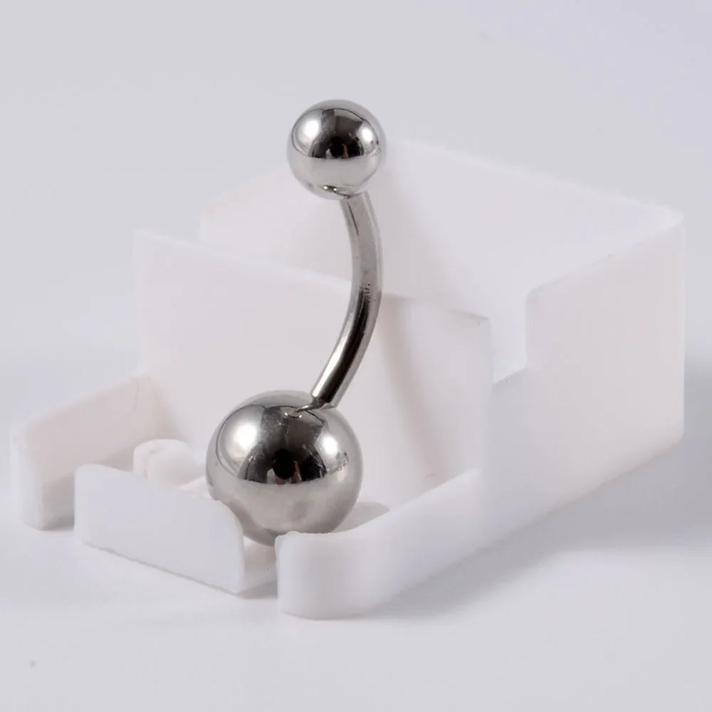 1Piece Surgical Steel Anodized Belly Button Rings Matte Balls Navel Studs Banana  Curved Barbell Body Piercing Jewelry 14g
