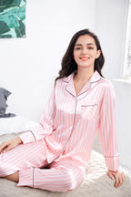 2 Piece Personalized Name Women Sleepwear Faux Silk Satin Pajamas Set Long Sleeve Sleepwear Pajamas Suit Female Homewear