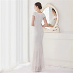 DEERVEADO Elegant V Neck Mermaid Evening Dress Long Luxury Beads Women Evening Party Dresses 2025 New Formal Dress 19085