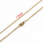 AHKNORMAILCUI 5pcs/Lot Stainless Steel 1 1.5 2mm Rolo Link Chain Necklace Gold 40 45 50 60CM Long Chain Lobster Clasp Necklace