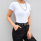 Casual Basic Black White Bodysuit Women Summer Short Sleeve Woman Body Top Cotton Bodycon Jumpsuit Romper Ladies 2020