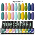 10PCS/Set Gel Nail Polish Set 125 Colors Glitter Semi Permanent Hybrid Gel Varnishes Base Top Coat Soak Off UV LED Nail Art Gel