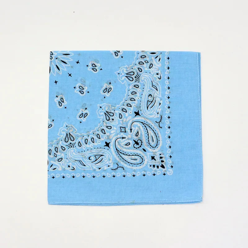55CM Square Scarf  Women Spring Soft Color White Blue Purpel Khaki Paisley Cotton Headband Hip-hop Men Bandana