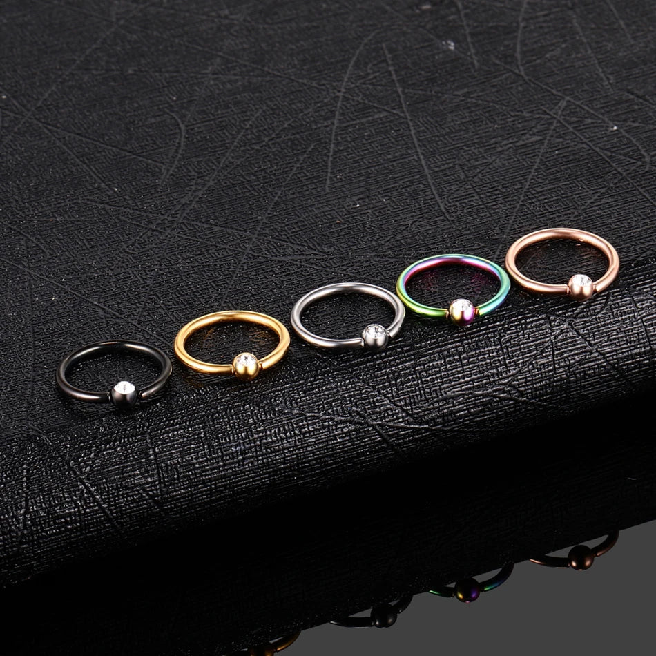 1Pc Titanium Nose Piercing Earrings Anodized Captive Bead Rings 16G Septum Hoop Ring Helix Daith Cartilage Tragus Earrings