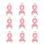 10pcs/lot Breast Cancer Awareness Ribbon Pendant Pink Ribbon Charm Pendants DIY Accessories for Women Jewelry Necklace Bracelet