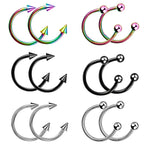 2pcs Stainless Steel Nose Hoop Ring Septum Rings Lip Studs Nostril Earrings Circular Tragus Ear Piercing Horseshoe Body Jewelry