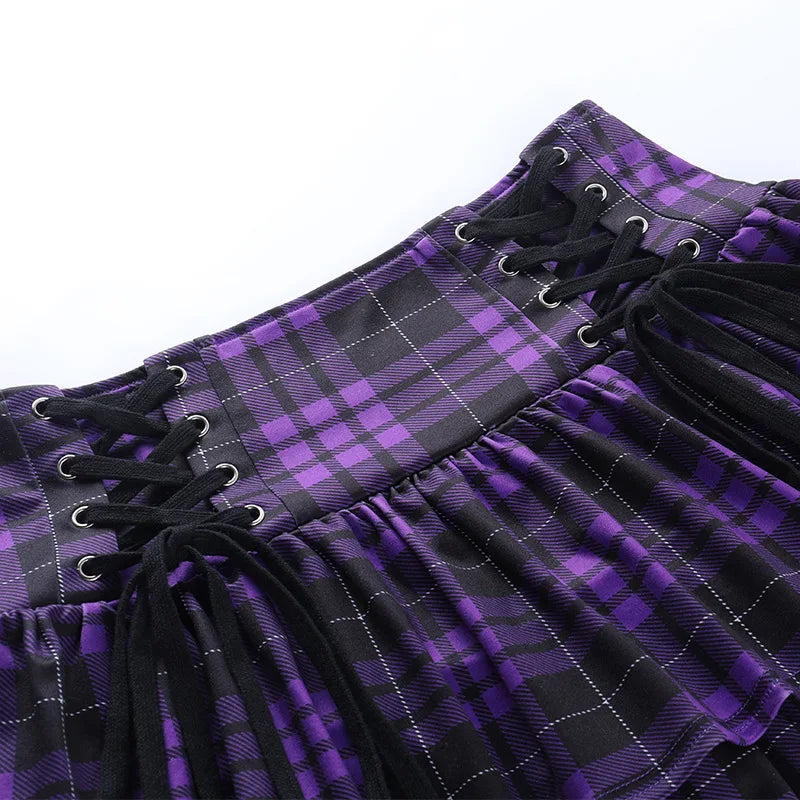 Black Checkered Women's Gothic Skirt Women Pleated Plaid Skirts Spring Autumn Girl Hip Hop Female Punk Goth Mini Skirt Clubwear