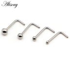 Alisouy 1PC Nose Studs Ball Round Nose Rings L-Shape Gold Color Nostril Stainless Steel Nose Piercing Body Jewelry For Women