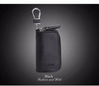 CONTACT'S Classic New Double Zip Men's Genuine Cow Leather Car Key Holder Multifunction Housekeeper  High Class Motor Key Case