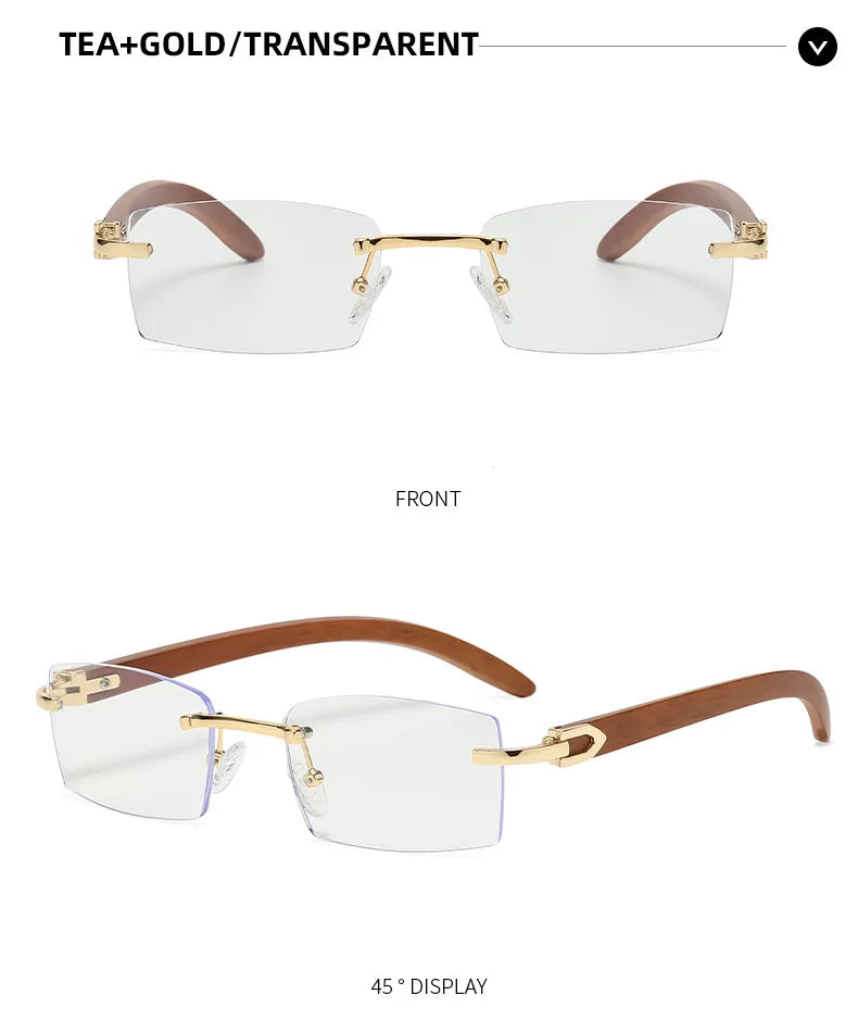 2024 Sqaure Brand Designer Sunglasses Men Women Sun Glasses Wood Frames Rimless Black Eyeglasses Fashion Eyewear Gafas De Sol