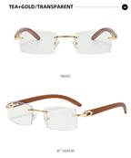 2024 Sqaure Brand Designer Sunglasses Men Women Sun Glasses Wood Frames Rimless Black Eyeglasses Fashion Eyewear Gafas De Sol