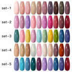 10PCS/Set Gel Nail Polish Set 125 Colors Glitter Semi Permanent Hybrid Gel Varnishes Base Top Coat Soak Off UV LED Nail Art Gel