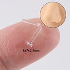 1PC Glass Nose Stud Transparent Glass Straight Nose Ring Retainer Holder  Hoop Earrings Belly Ring Navel Piercing Jewelry