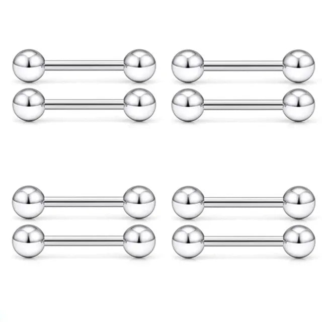 6PCS Stainless Steel Glorious Tongue Ring Bulk 14G Nipple Piercing Bar Lot Glitter Tongue Piercing Set Barbell Piercing Jewelry