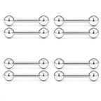 6PCS Stainless Steel Glorious Tongue Ring Bulk 14G Nipple Piercing Bar Lot Glitter Tongue Piercing Set Barbell Piercing Jewelry