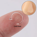 1PC Glass Nose Stud Transparent Glass Straight Nose Ring Retainer Holder  Hoop Earrings Belly Ring Navel Piercing Jewelry
