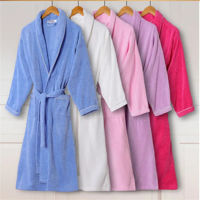 100% Cotton Toweling Terry Robe Lovers Soft Bath Robe Men And Women Nightrobe Sleepwear Male Casual Home Bathrobe Hotel Robe