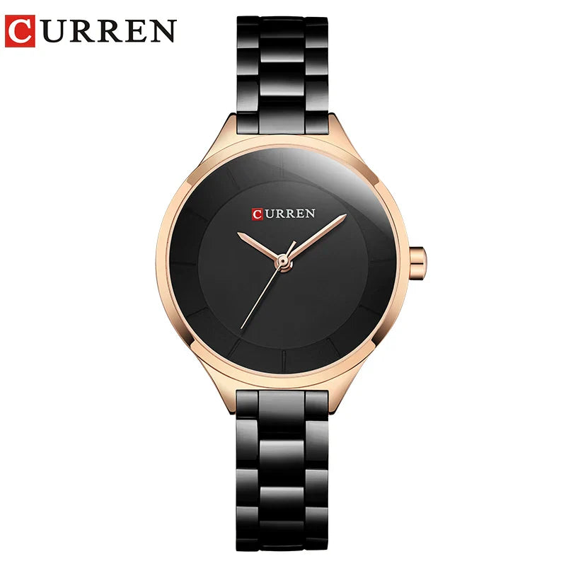 Curren 9015 Women Watches Luxury Gold Black Full Steel Dress Jewelry Quartz Watch Ladies Fashion Elegant Clock Relogio Feminino
