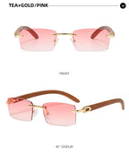 2024 Sqaure Brand Designer Sunglasses Men Women Sun Glasses Wood Frames Rimless Black Eyeglasses Fashion Eyewear Gafas De Sol