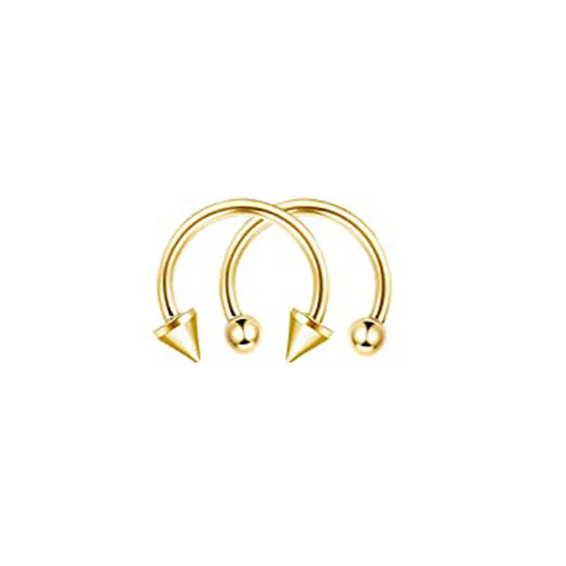 2pcs Stainless Steel Nose Hoop Ring Septum Rings Lip Studs Nostril Earrings Circular Tragus Ear Piercing Horseshoe Body Jewelry